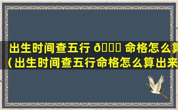 出生时间查五行 🐒 命格怎么算（出生时间查五行命格怎么算出来的）